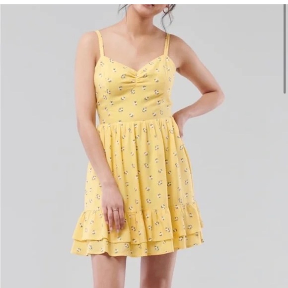 Hollister Womens Feminine Yellow Floral Mini Sundress - Size Small - Picture 2 of 5